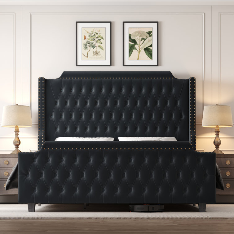 Tall black deals upholstered headboard